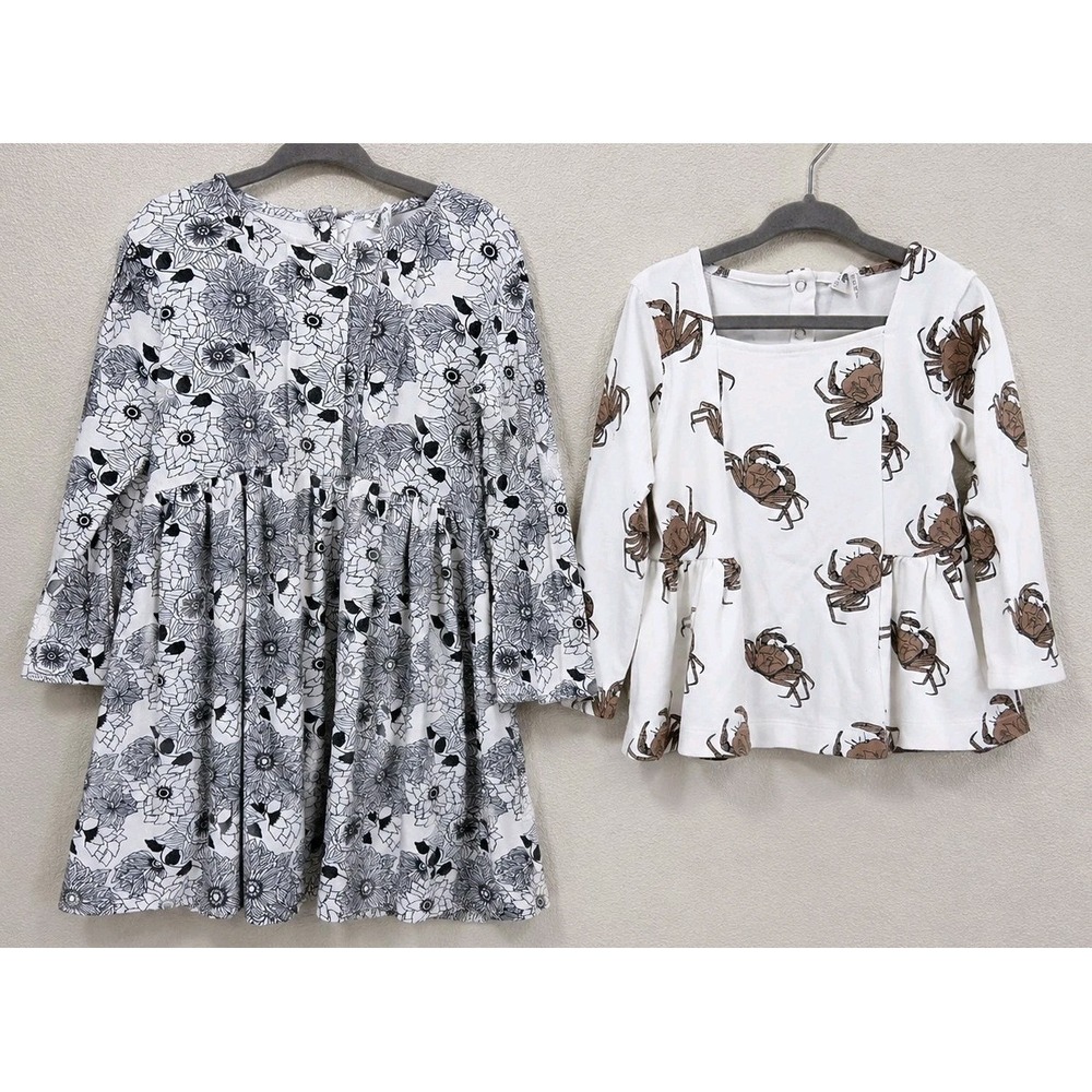 Kate Quinn Organic Cotton Bundle 4T Floral Dress Crab Print Tunic Top